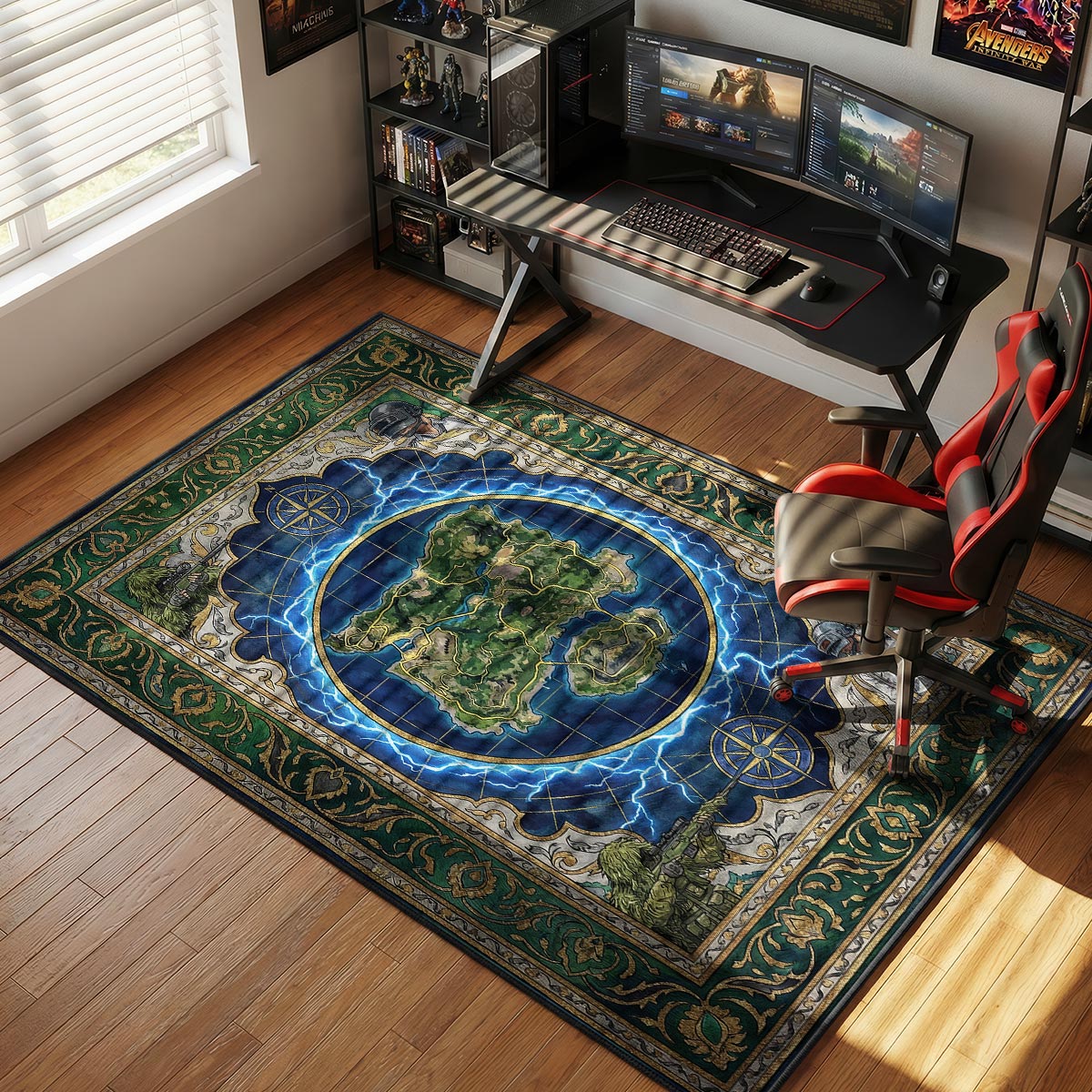 Erangel Blue Zone Rug - PUBG Chair Mat