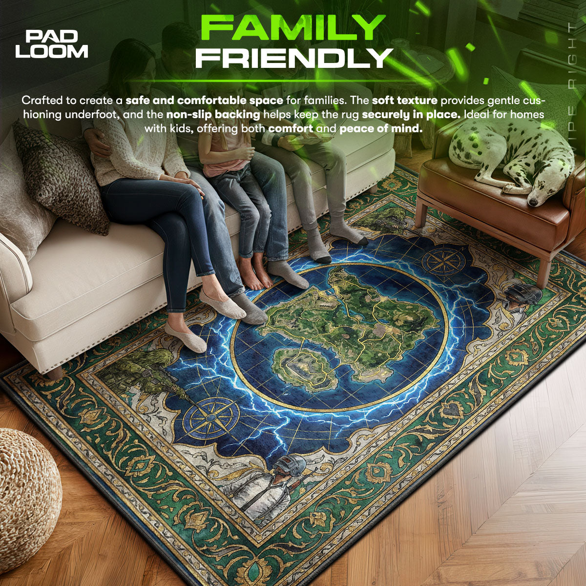 Erangel Blue Zone Rug - PUBG Chair Mat