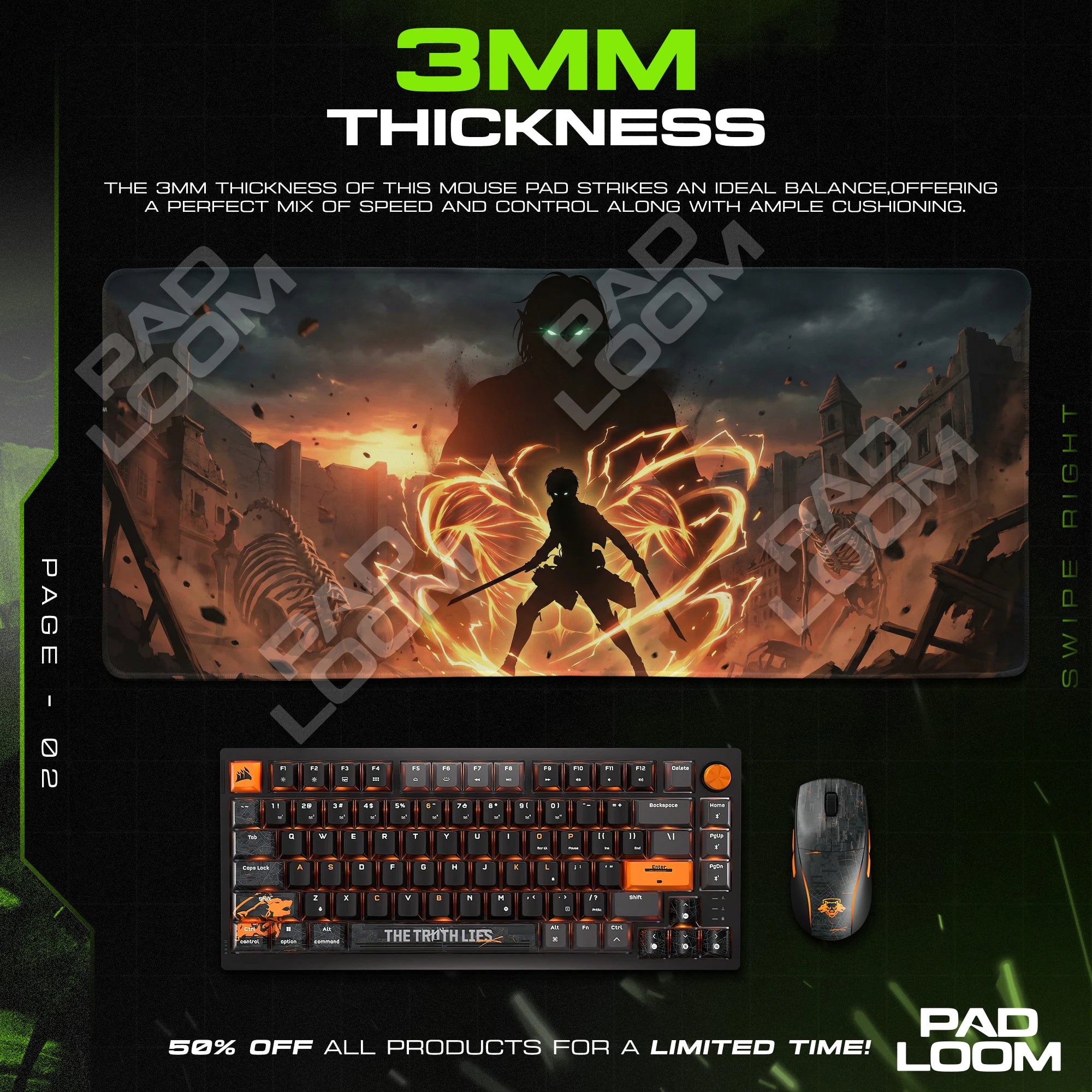 Eren Attack Titan Shadow Mouse Pad - AOT Desk Mat