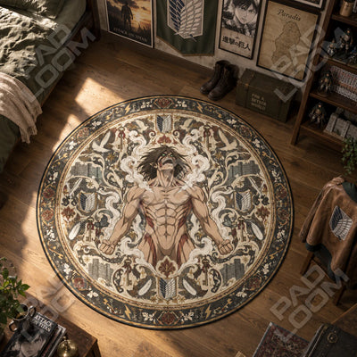 Eren Roaring Round Rug - Attack on Titan Chair Mat