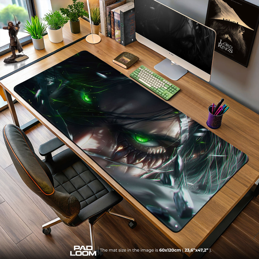 Eren Yeager Mouse Pad, Dark Titan Gaze Gaming Desk Mat Padloom