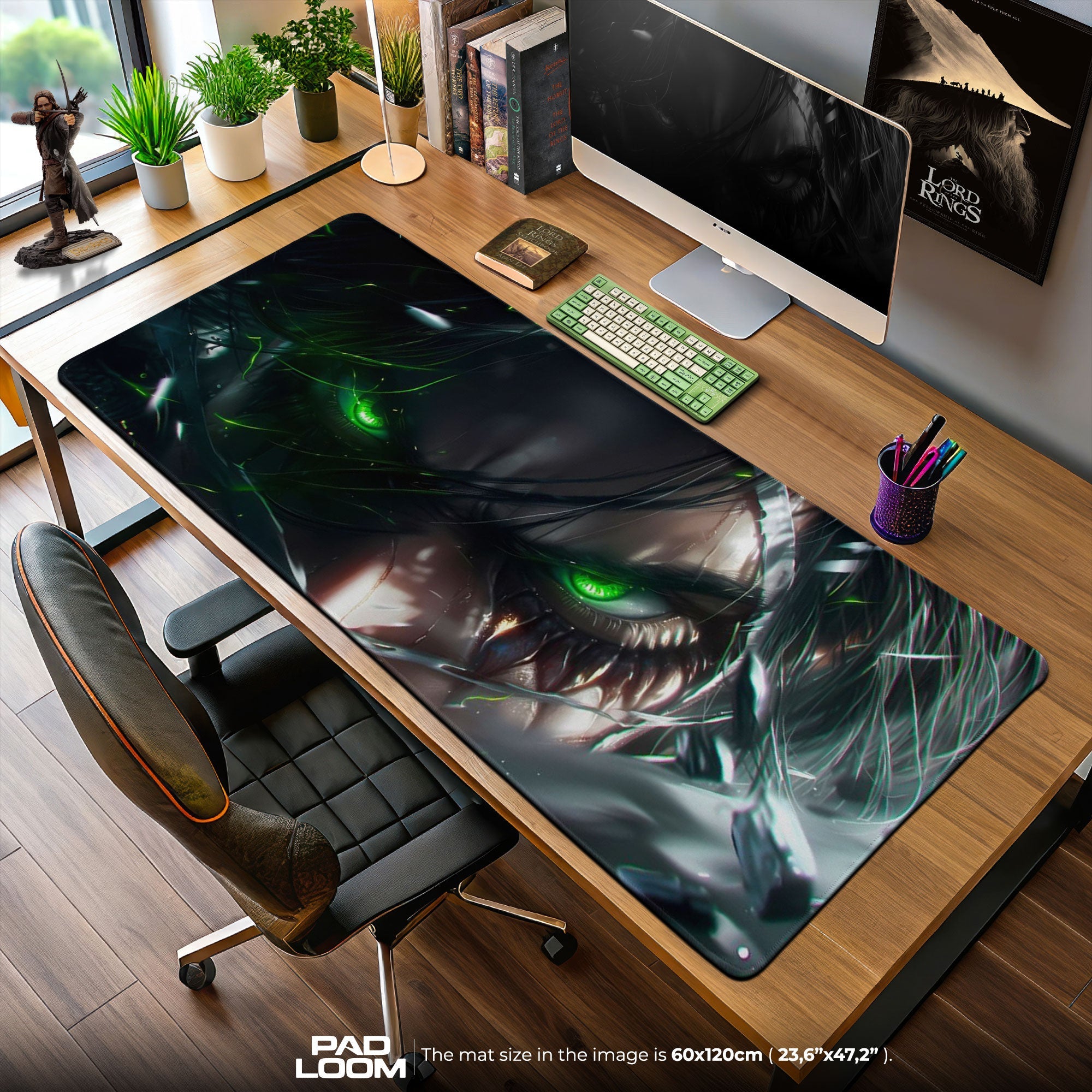 Eren Yeager Mouse Pad, Dark Titan Gaze Gaming Desk Mat Padloom