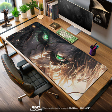 Eren Yeager Mouse Pad, Green Eyes Titan Gaming Desk Mat Padloom