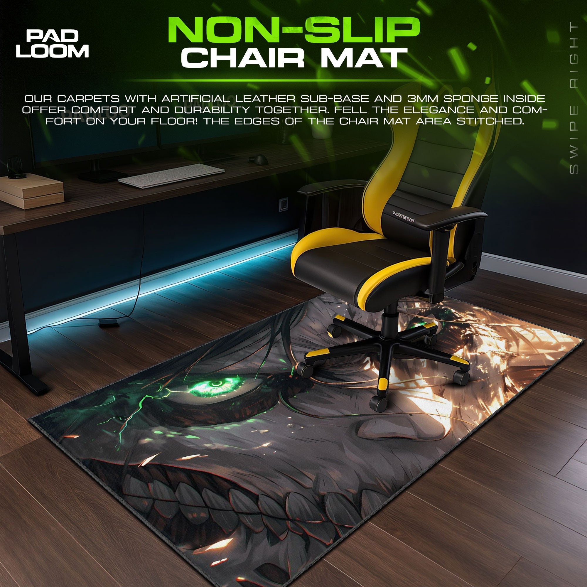 Eren Yeager Mouse Pad, Green Eyes Titan Gaming Desk Mat Padloom