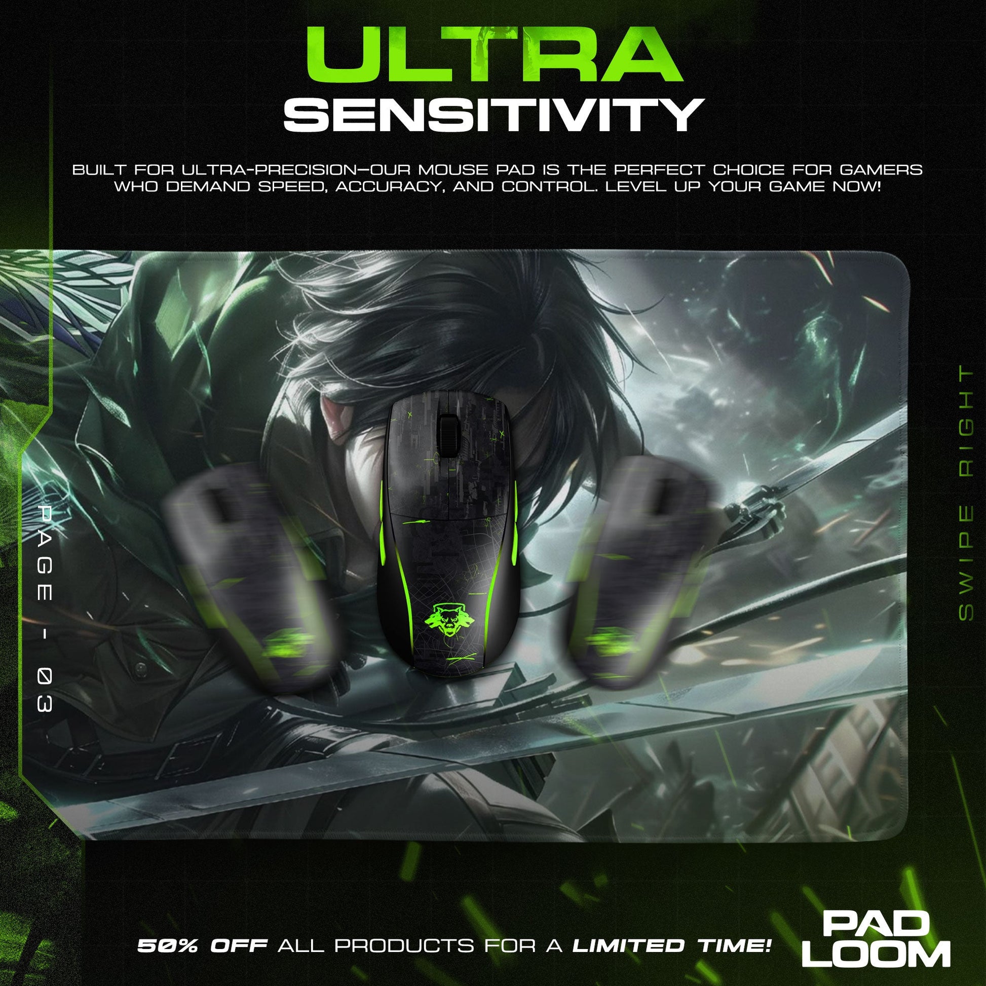 Eren Yeager Mouse Pad, Scout’s Vow Gaming Desk Mat Padloom