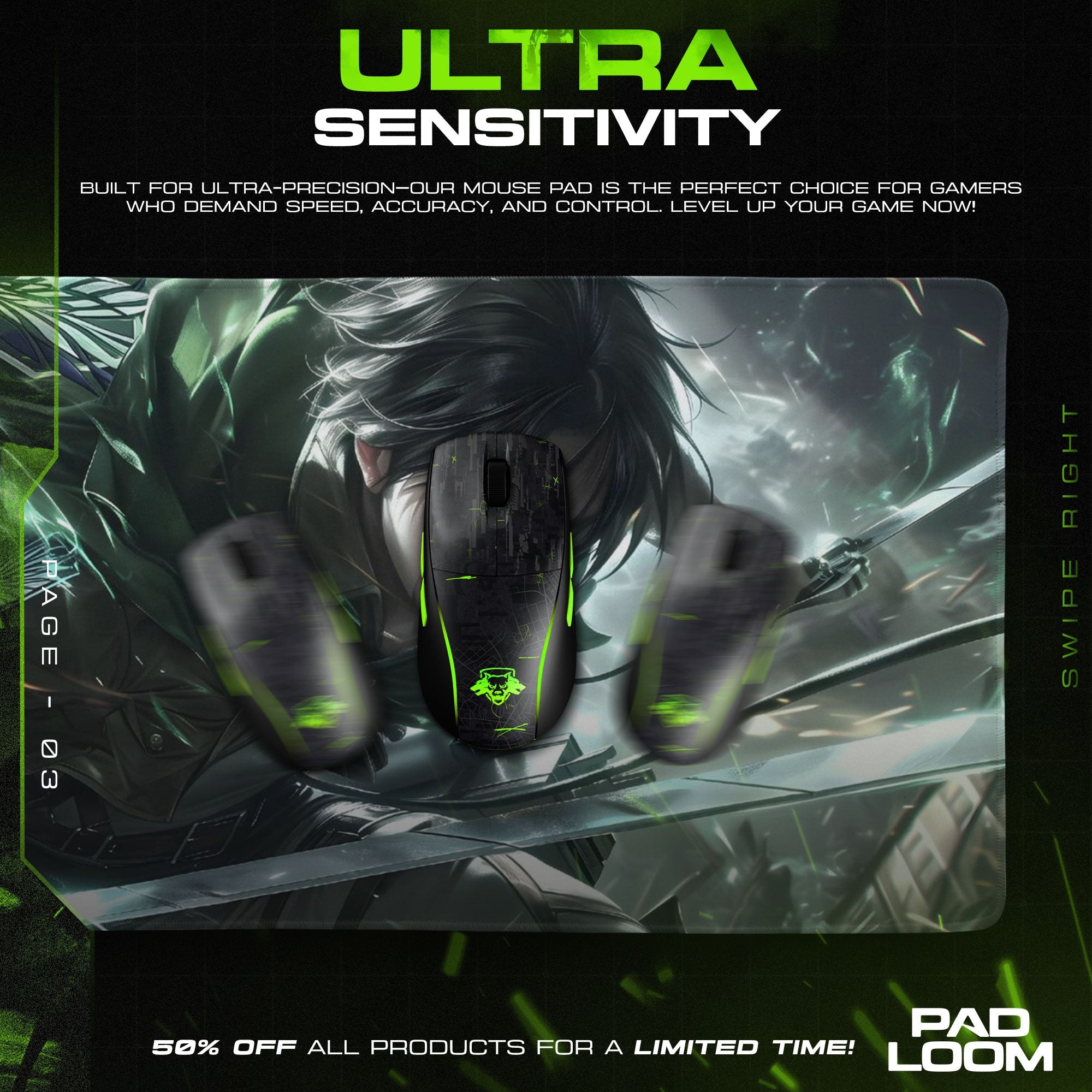 Eren Yeager Mouse Pad, Scout’s Vow Gaming Desk Mat Padloom