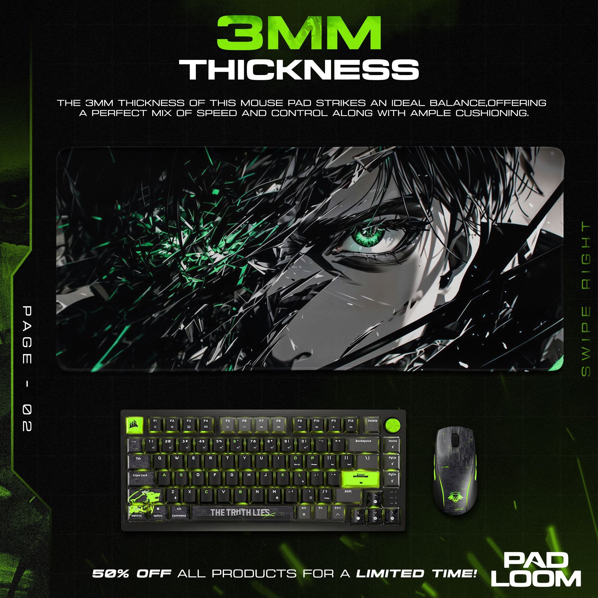 Eren Yeager Mouse Pad, Shattered Gaze Gaming Desk Mat Padloom