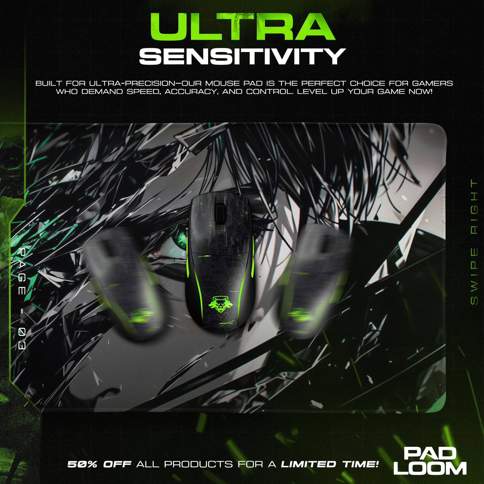 Eren Yeager Mouse Pad, Shattered Gaze Gaming Desk Mat Padloom