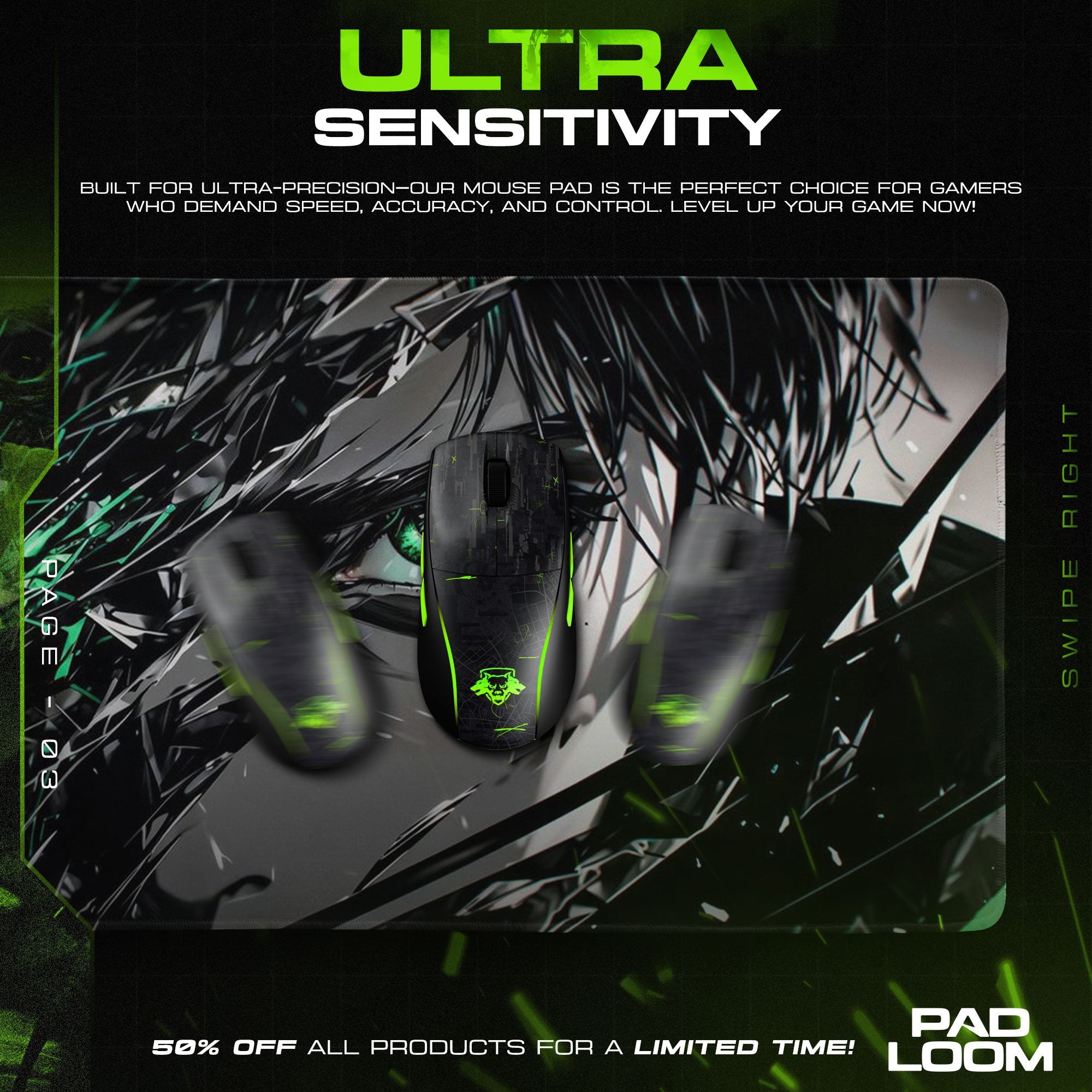 Eren Yeager Mouse Pad, Shattered Gaze Gaming Desk Mat Padloom