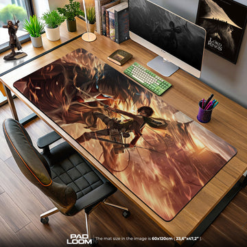 Eren Yeager Mouse Pad, Titan Clash Gaming Desk Mat Padloom
