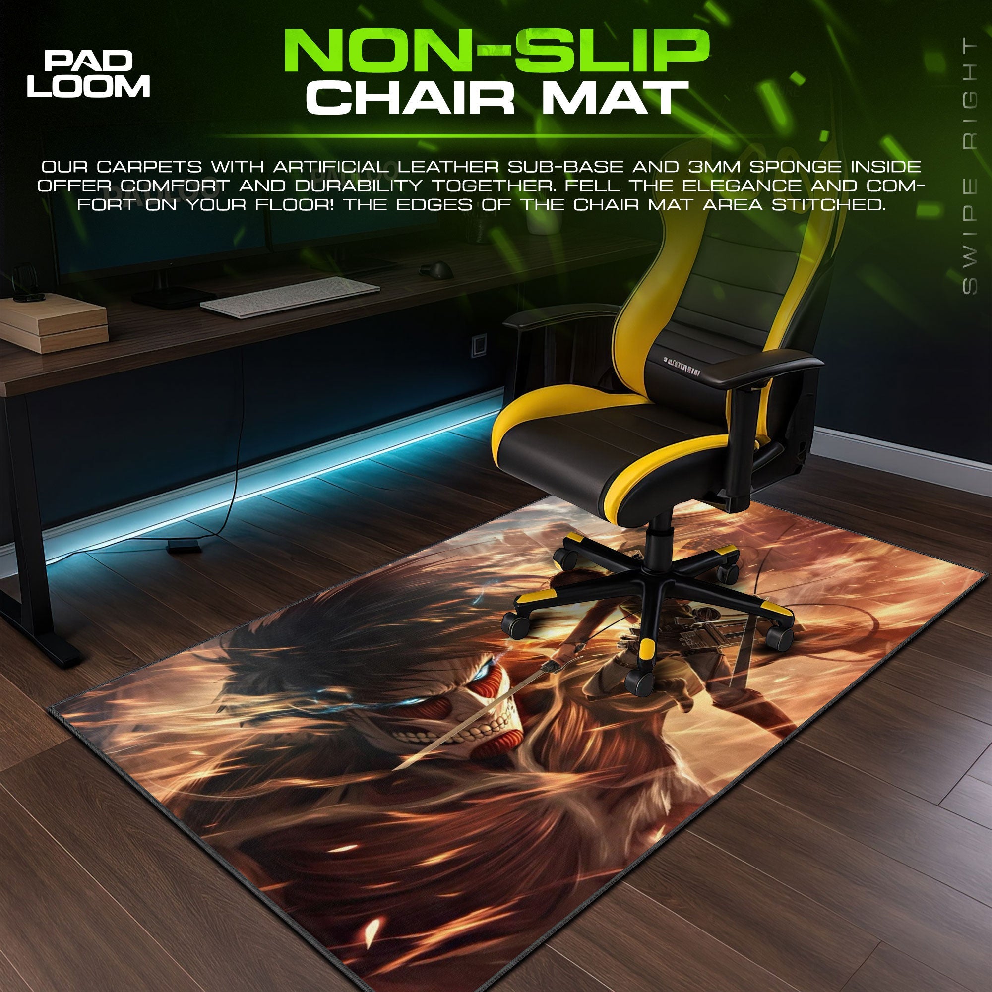Eren Yeager Mouse Pad, Titan Clash Gaming Desk Mat Padloom