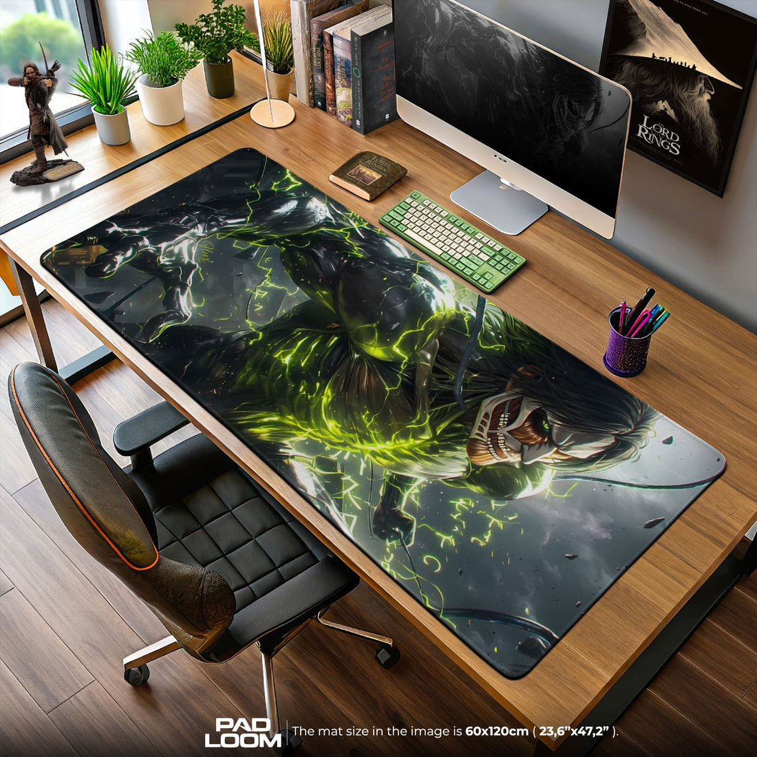 Eren Yeager Mouse Pad, Titan Surge Gaming Desk Mat Padloom