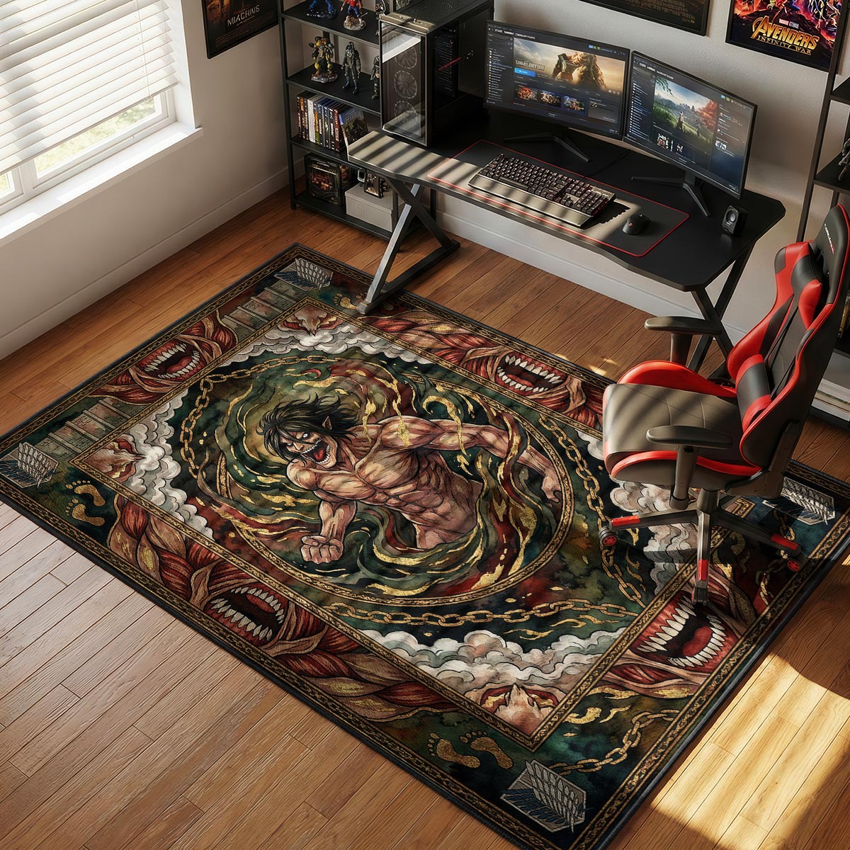 Eren Yeager Titan Wut Teppich - Angriff auf Titan Stuhlmatte