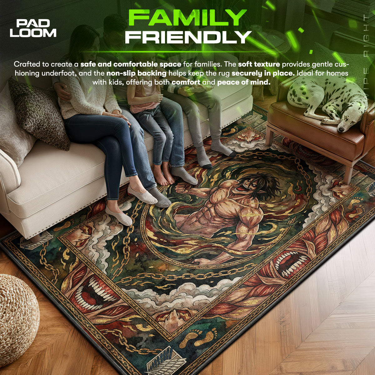 Eren Yeager Titan Wut Teppich - Angriff auf Titan Stuhlmatte