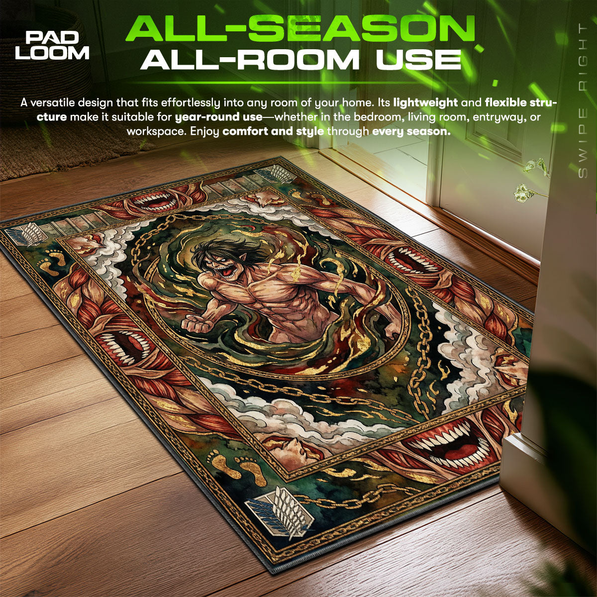 Eren Yeager Titan Wut Teppich - Angriff auf Titan Stuhlmatte