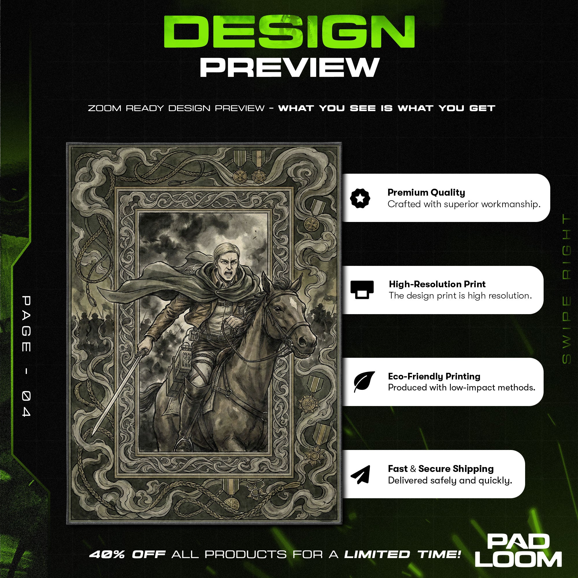 Commander Erwin Charge Rug - Attack on Titan Chair Mat