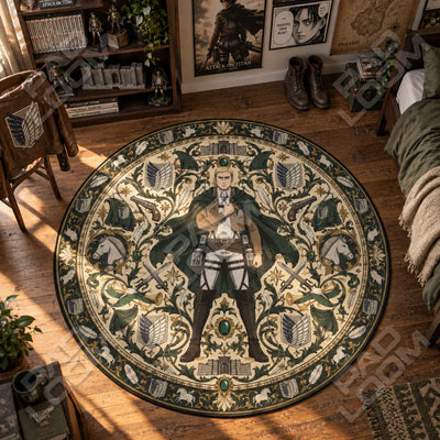 Erwin Salute Round Rug - Attack on Titan Chair Mat