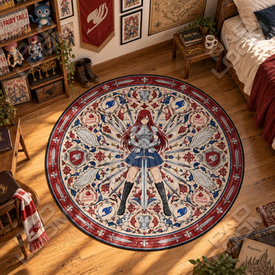 Erza Armor Round Rug - Fairy Tail Chair Mat