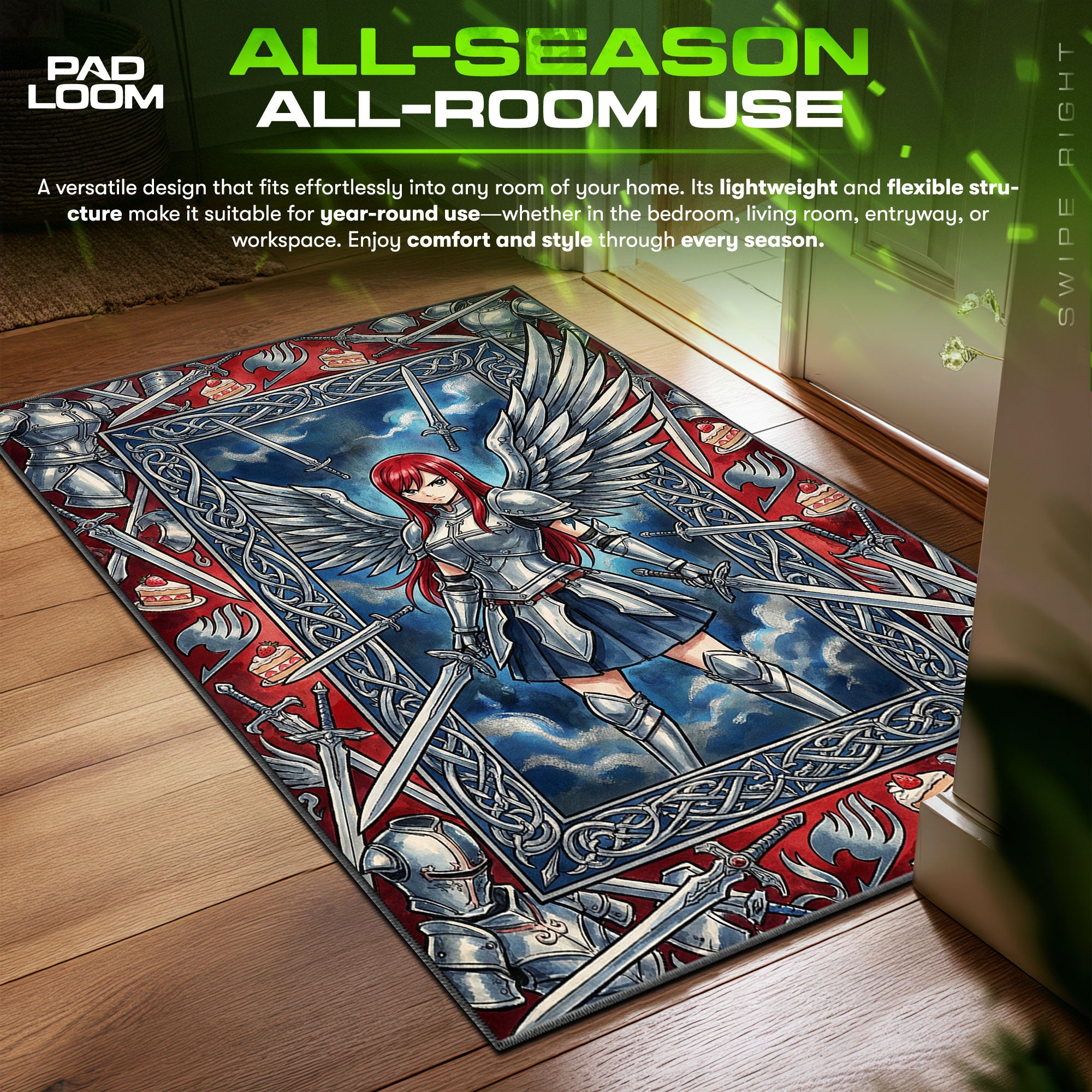 Erza Scarlet Heaven's Wheel Fairy Tail Chair fan rug — premium quality print