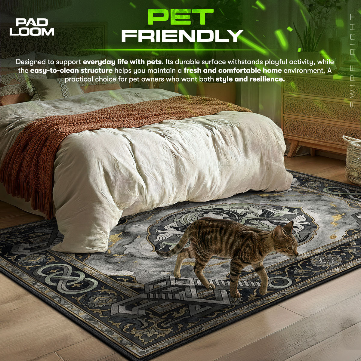 Escher Serpent themed area rug for home decor fans