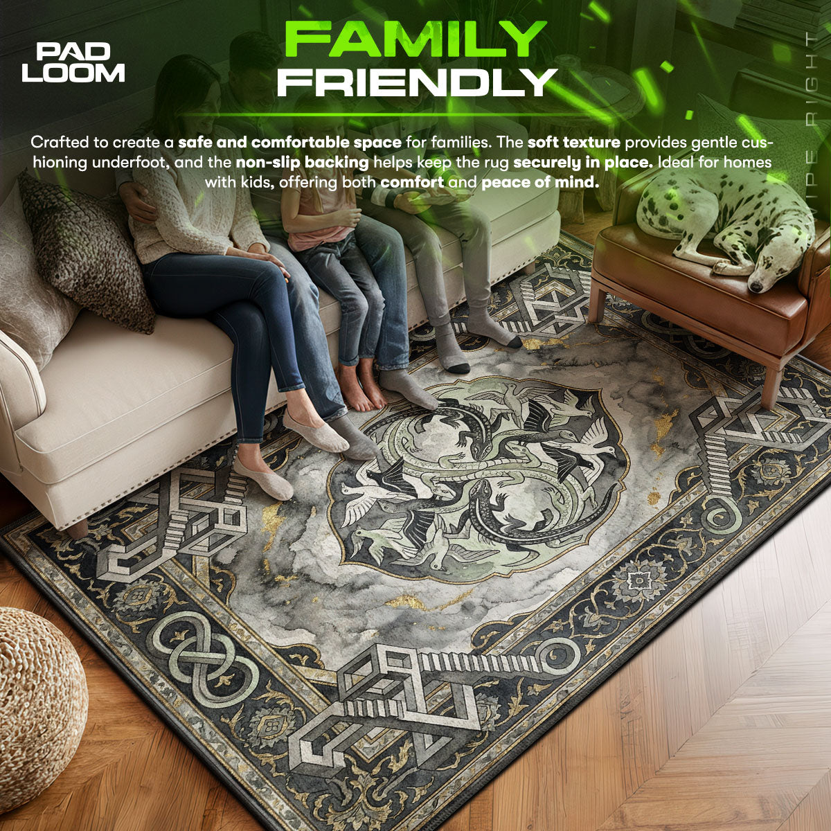 Area character design printed on rug