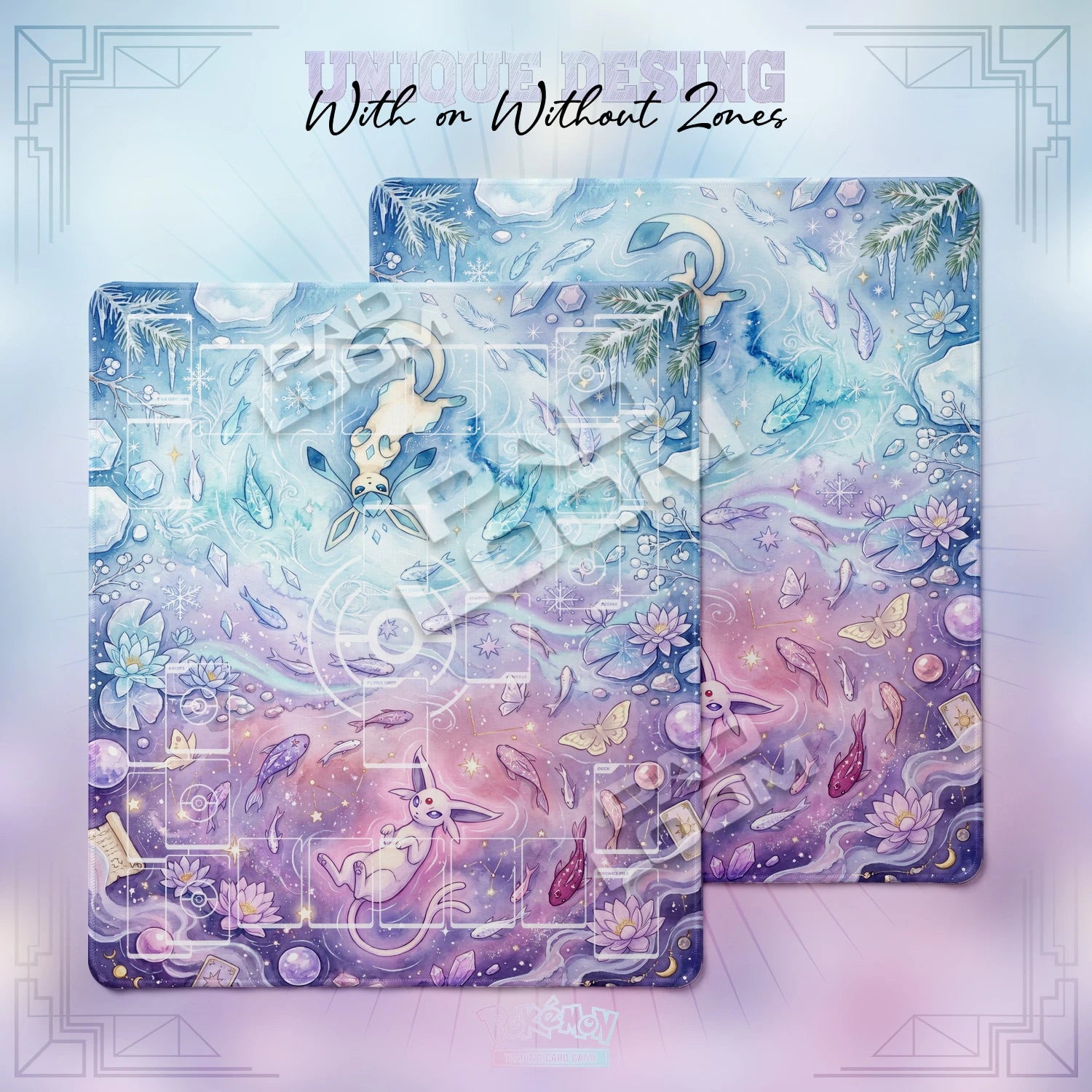 Espeon Glaceon Playmat - 2 Player Pokemon TCG Mat