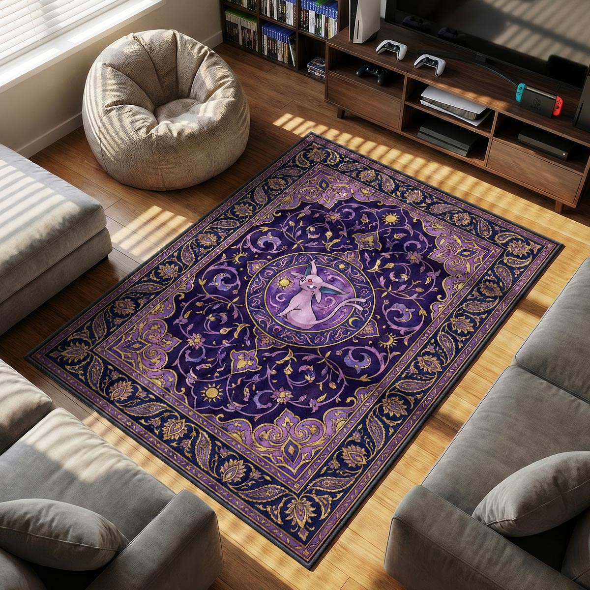 Espeon Mystic themed area rug for Pokemon fans