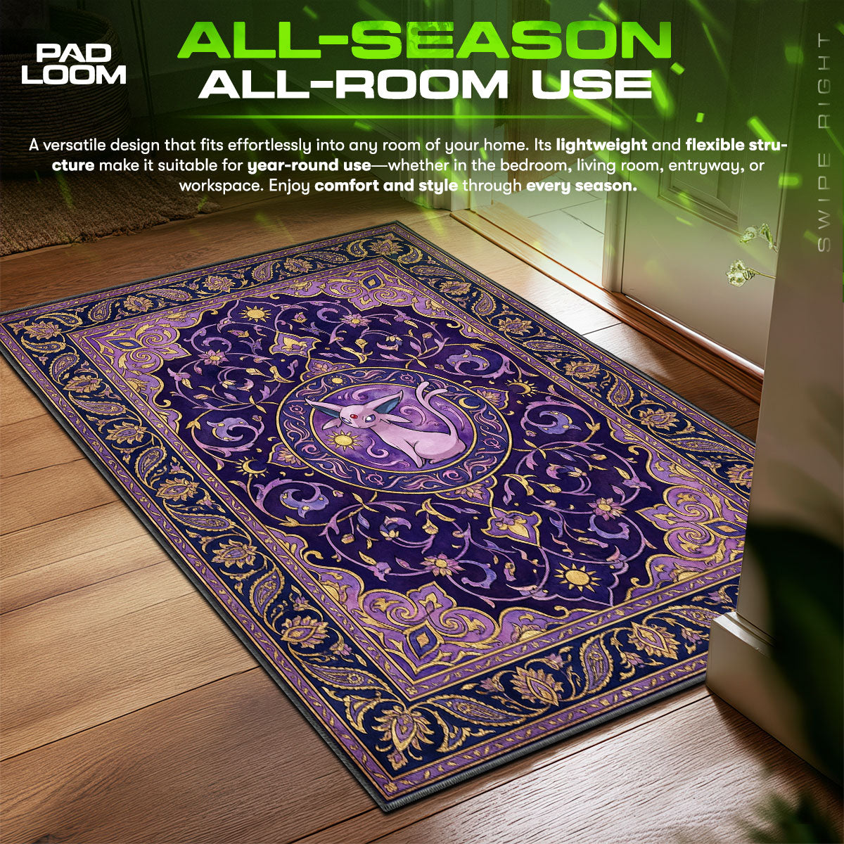 Espeon Mystic Sun Chair fan rug — premium quality print