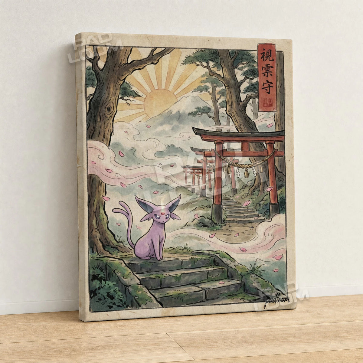 Espeon Torii Pokemon canvas wall art - gallery-wrapped canvas print, side view