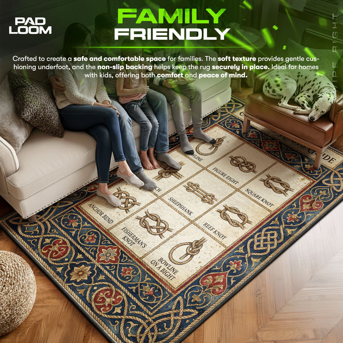 Floor character design printed on rug