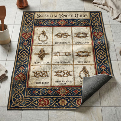 Essential Knots Guide Rug — Nautical Kitchen Floor Mat