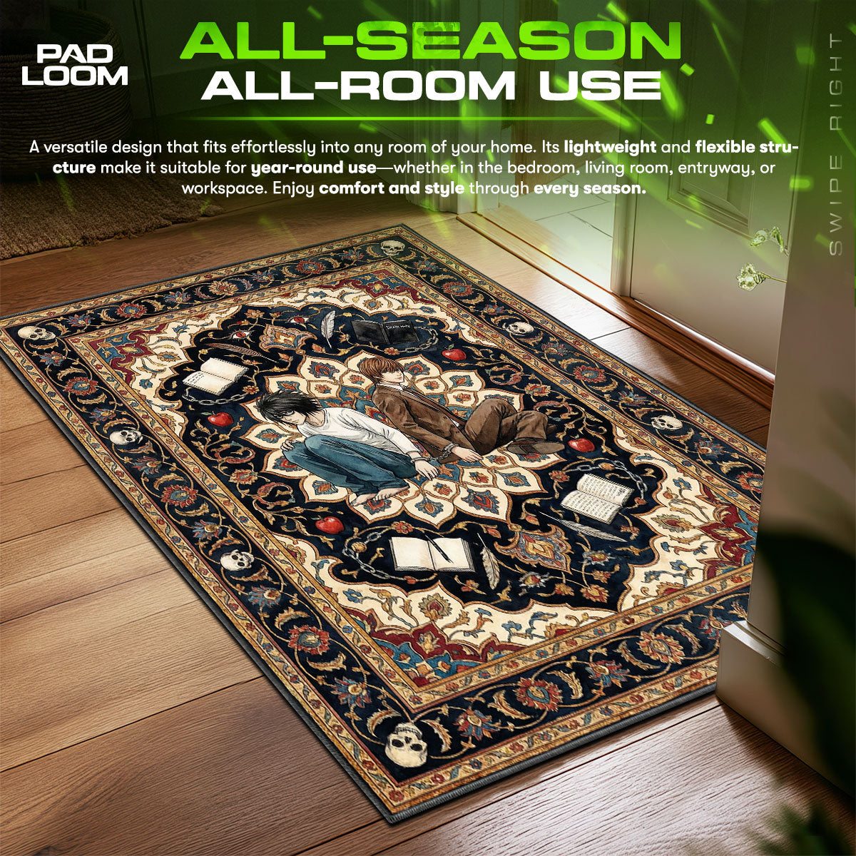 Eternal Rivals L and Light Rug - Death Note Chair Mat