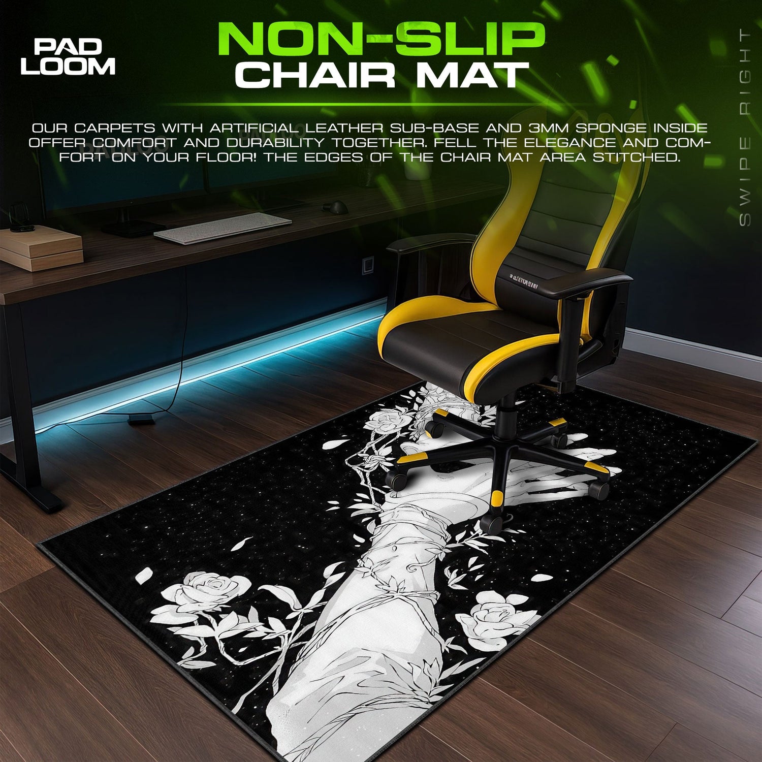 Ethereal Touch Mouse Pad - Monochrome Bloom Anime Desk Mat Padloom