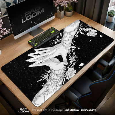 Ethereal Touch Mouse Pad - Monochrome Bloom Anime Desk Mat