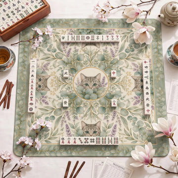 Eucalyptus Cat Mahjong Mat – neoprene mah jongg table mat