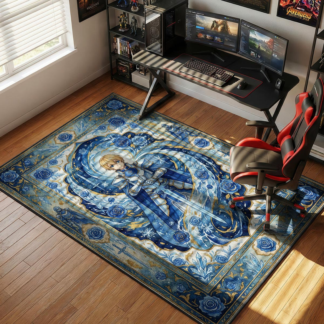 Moon Knight Rug Eugeo Blue Rose Knight Rug - Sword Art Online Chair Mat – Padloom