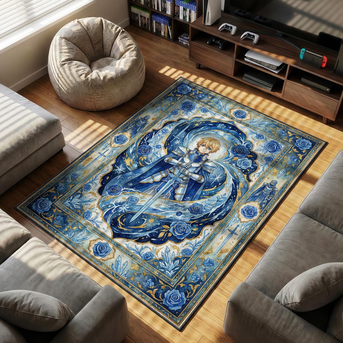 Eugeo Blue Rose Knight Rug - Sword Art Online Chair Mat