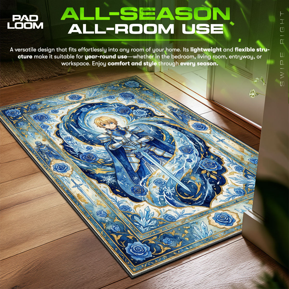 Eugeo Blue Rose Knight Rug - Sword Art Online Chair Mat