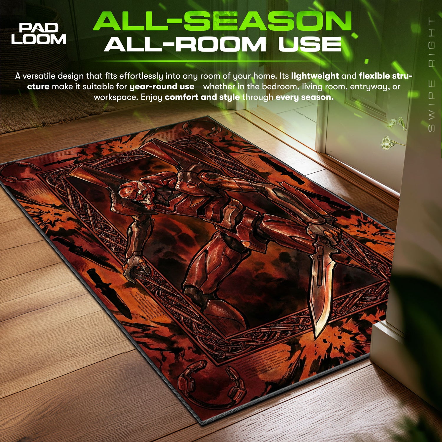 Eva Unit Battle Ready Neon Genesis Evangelion Chair fan rug — premium quality print
