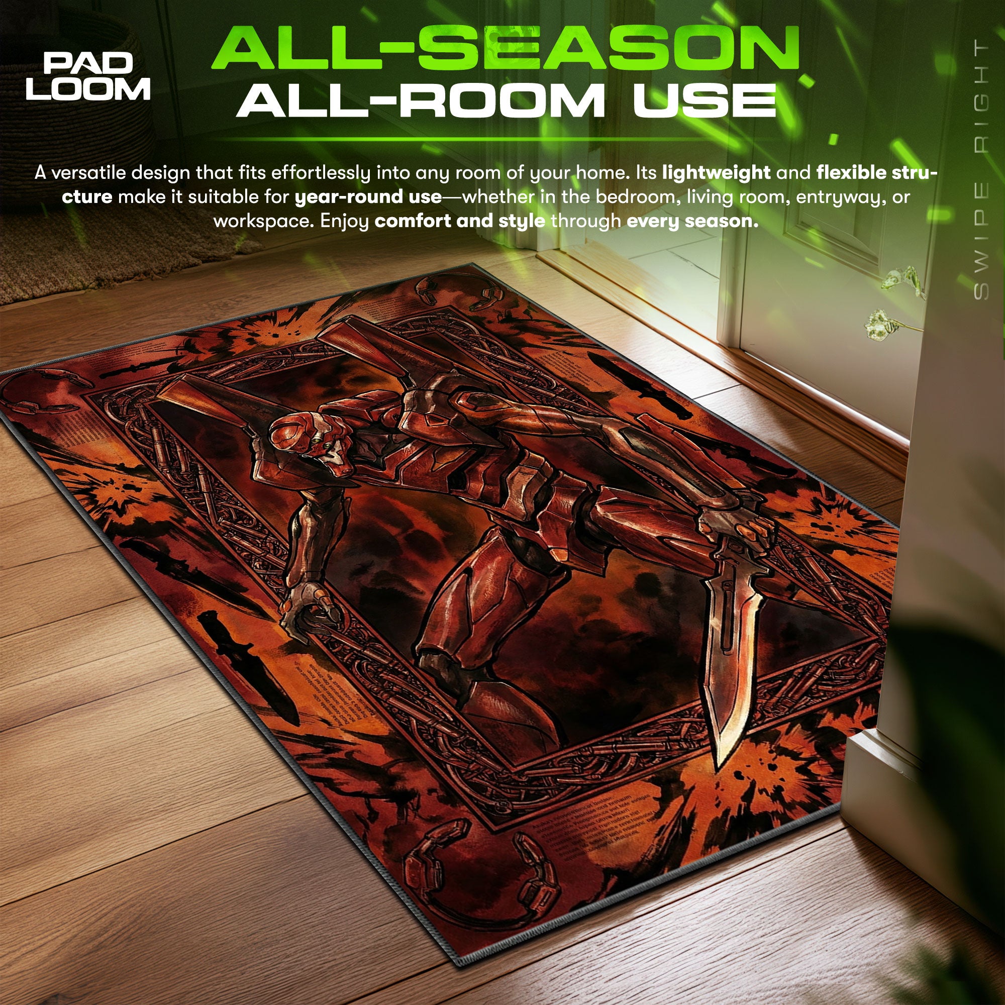 Eva Unit Battle Ready Neon Genesis Evangelion Chair fan rug — premium quality print