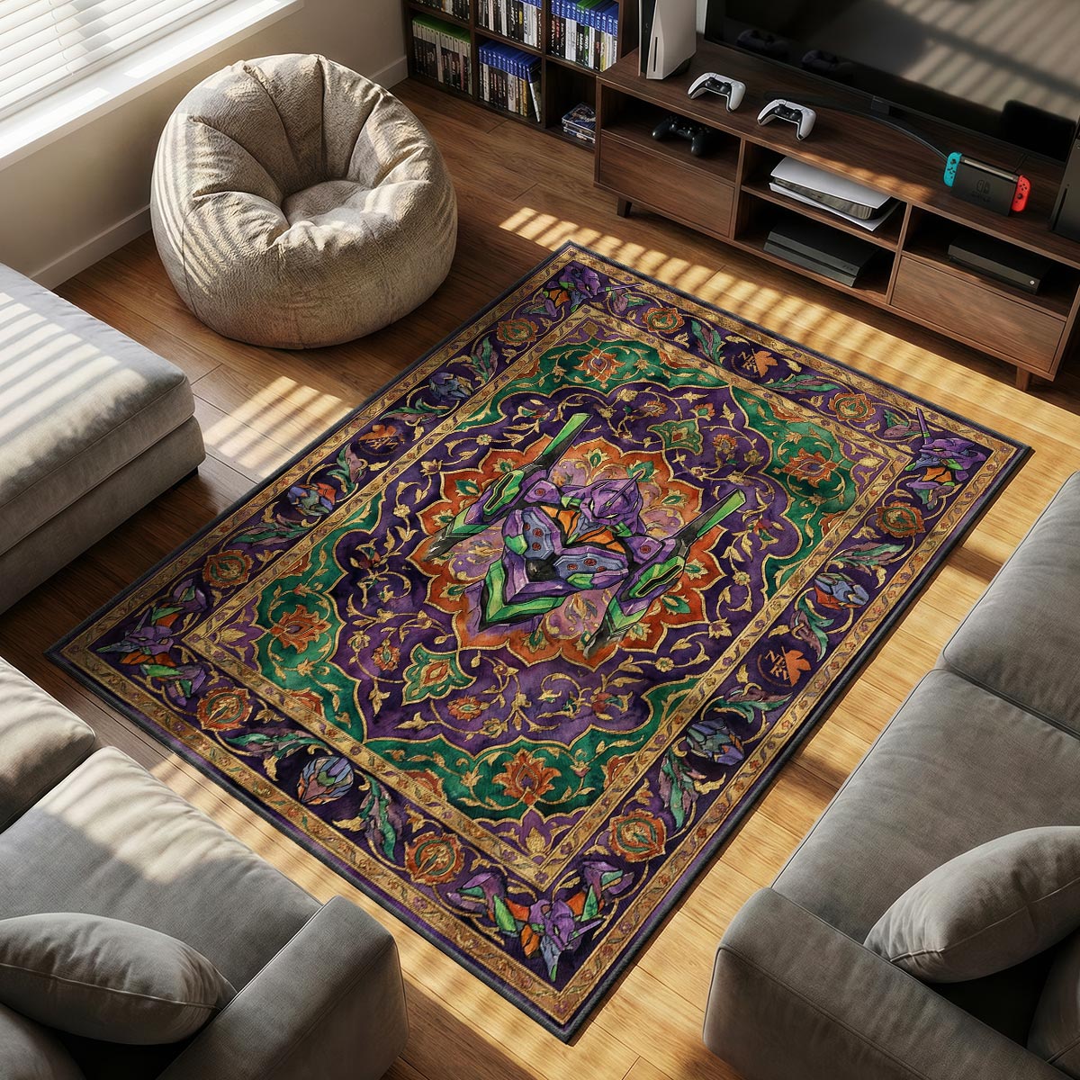 EVA Unit-01 Persian Art Rug - Evangelion Chair Mat