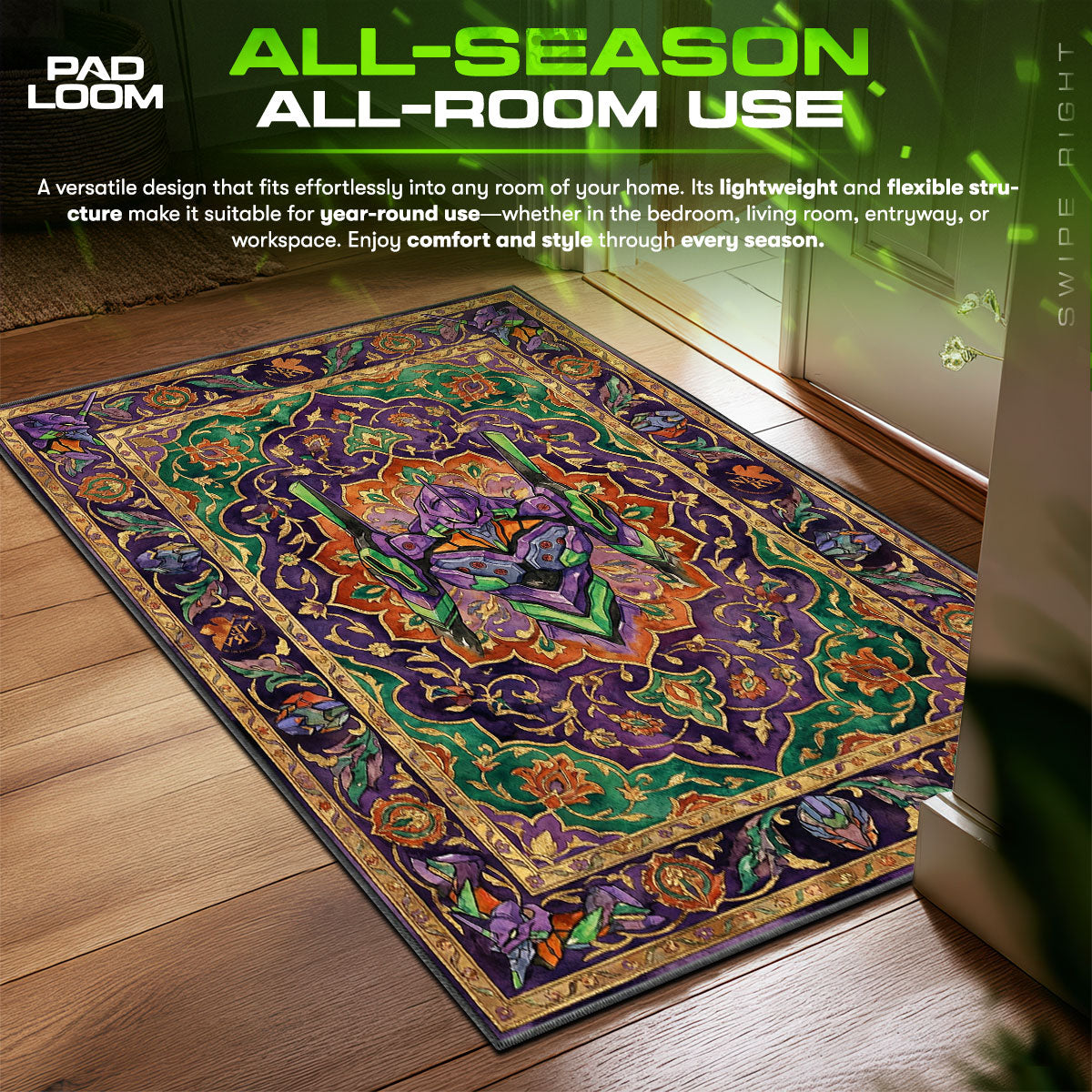 EVA Unit-01 Persian Art Rug - Evangelion Chair Mat