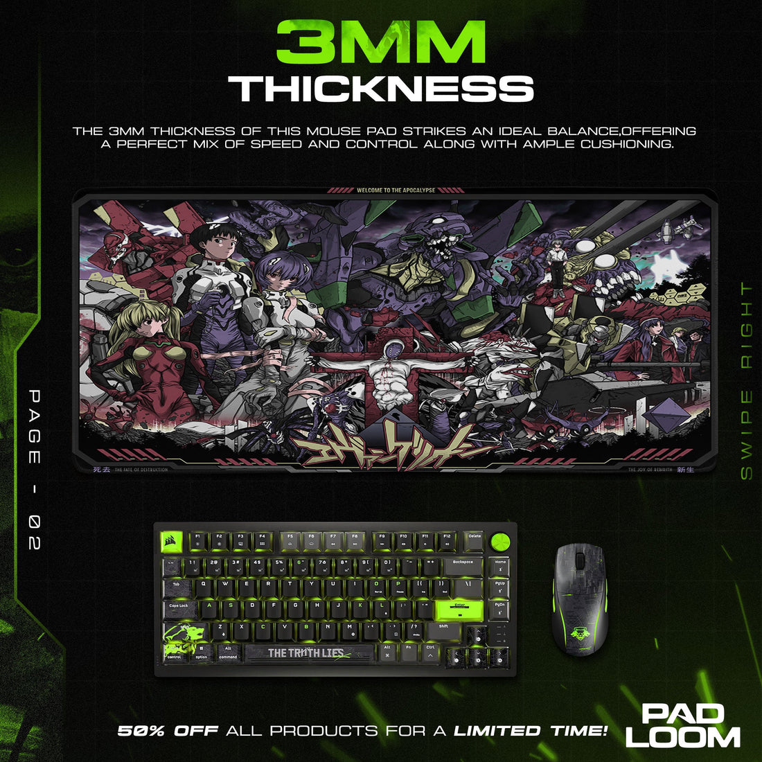 Evangelion Apocalypse Mouse Pad, Anime Gaming Desk Mat Padloom