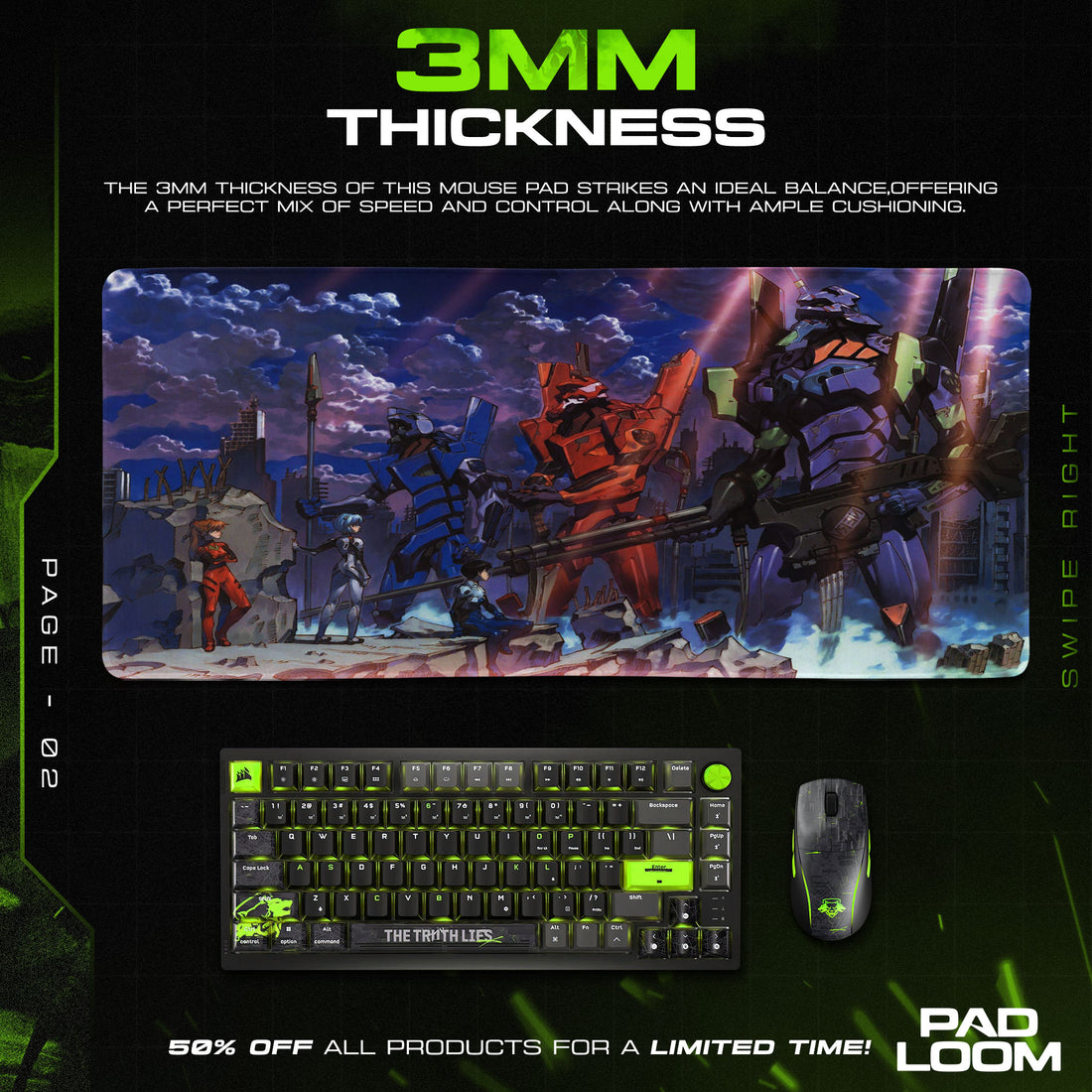 Evangelion EVA Units Mouse Pad, Apocalypse Mecha Desk Mat