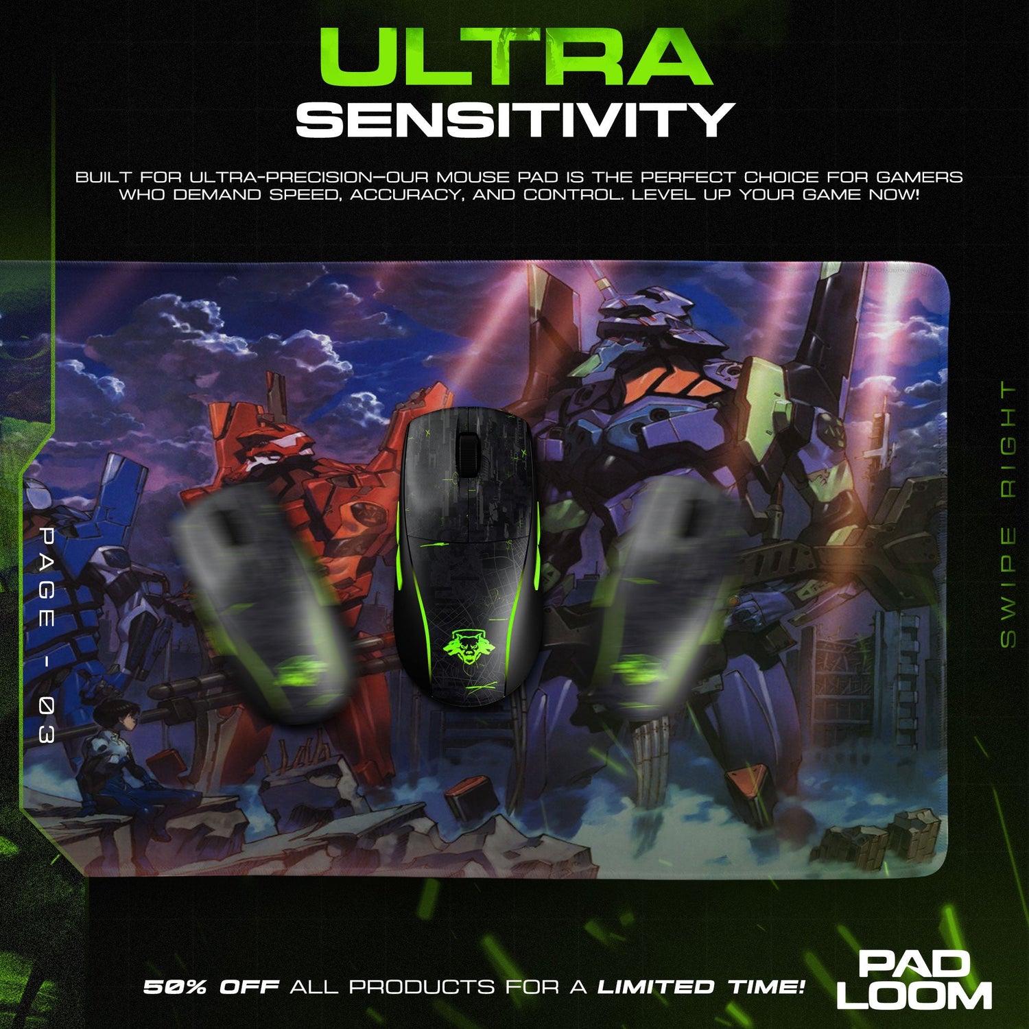 Evangelion EVA Units Mouse Pad, Apocalypse Mecha Desk Mat Padloom