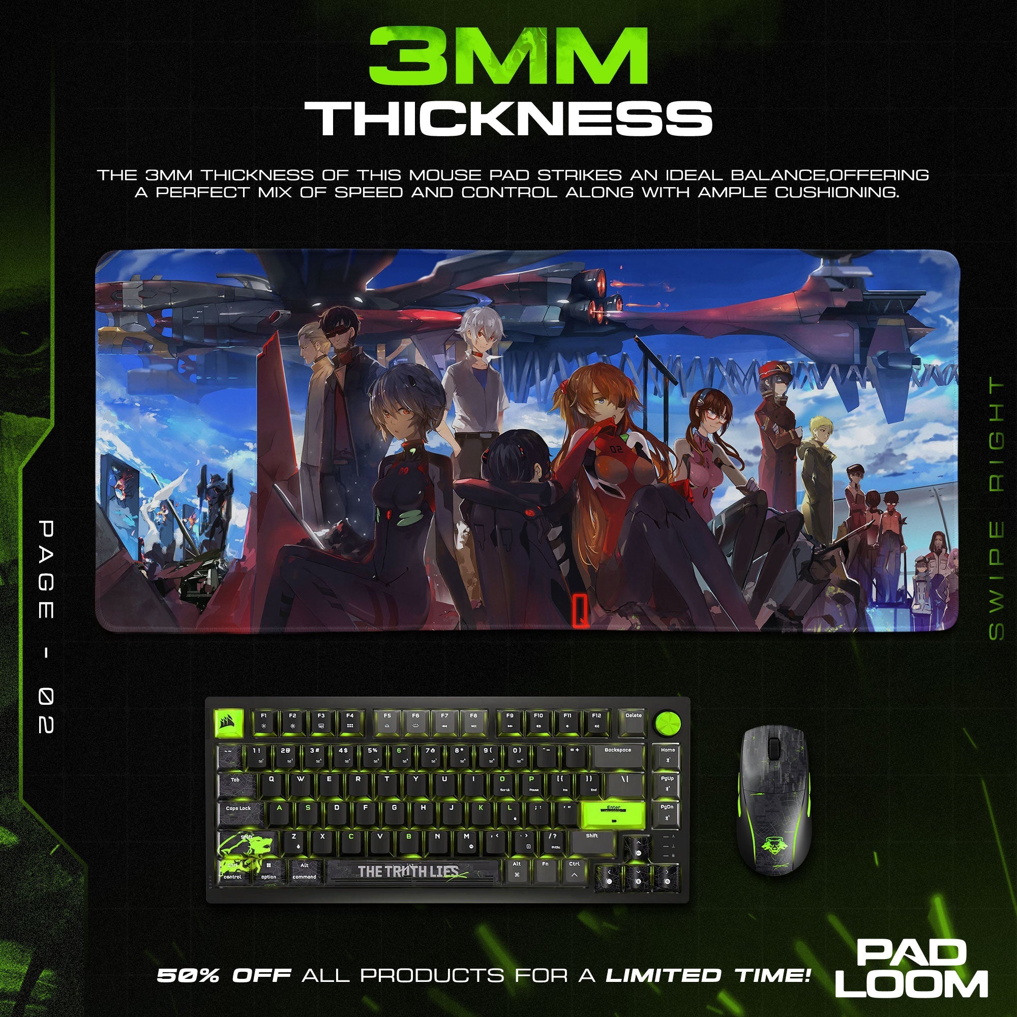 Evangelion Final Crew Mouse Pad, Anime Gaming Desk Mat Padloom