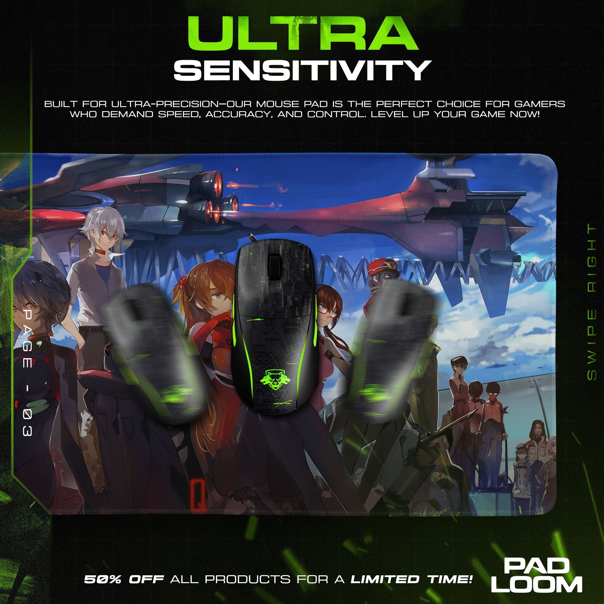 Evangelion Final Crew Mouse Pad, Anime Gaming Desk Mat Padloom