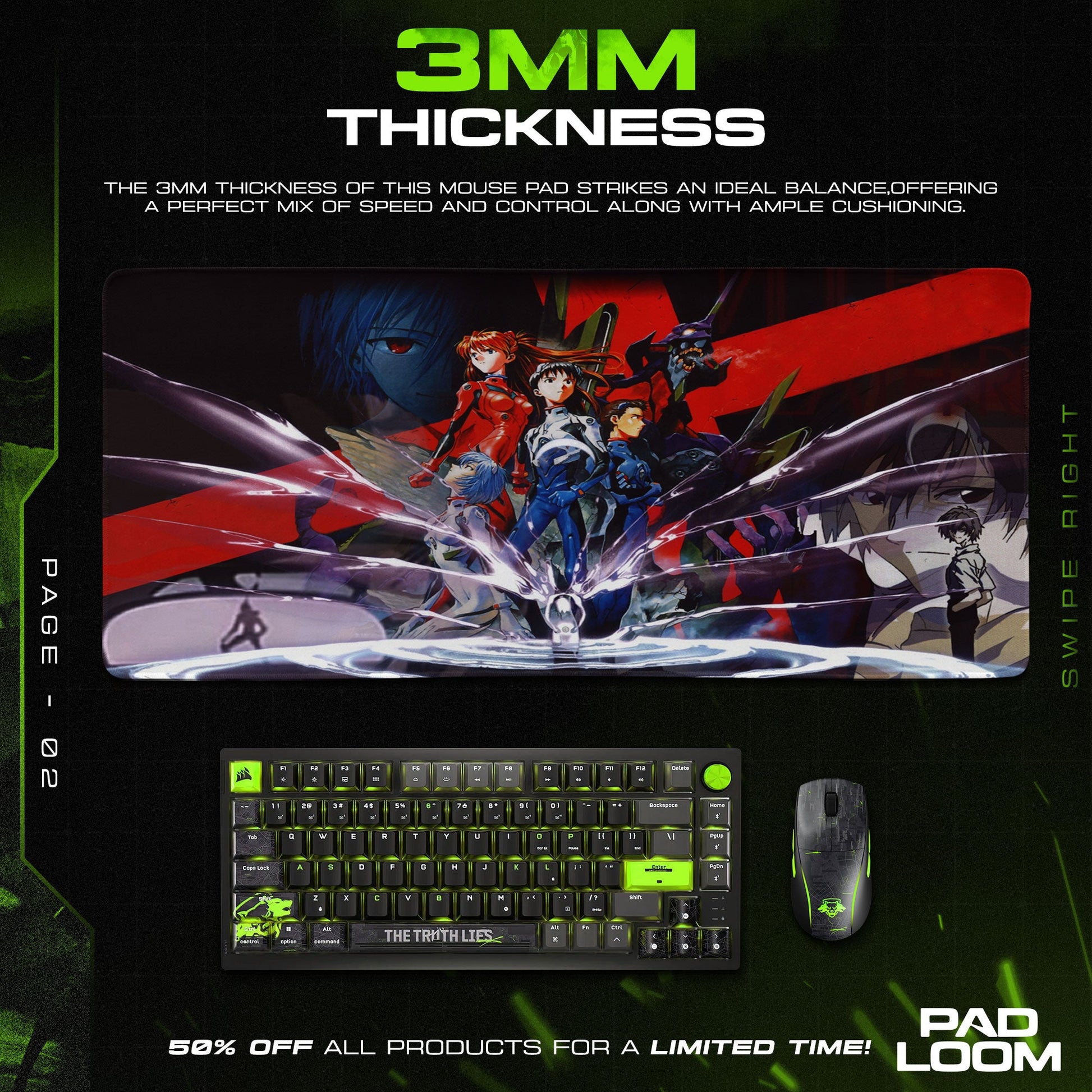 Evangelion Impact Scene Mouse Pad, Anime Gaming Desk Mat Padloom