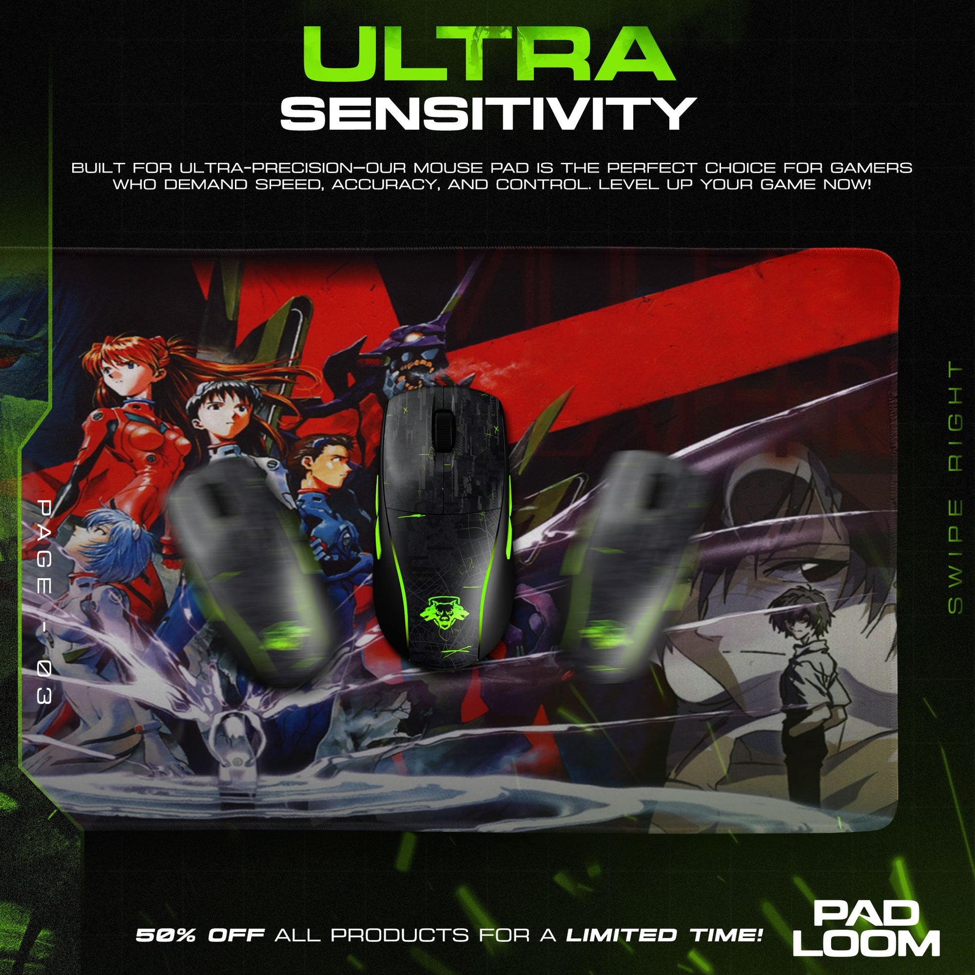 Evangelion Impact Scene Mouse Pad, Anime Gaming Desk Mat Padloom