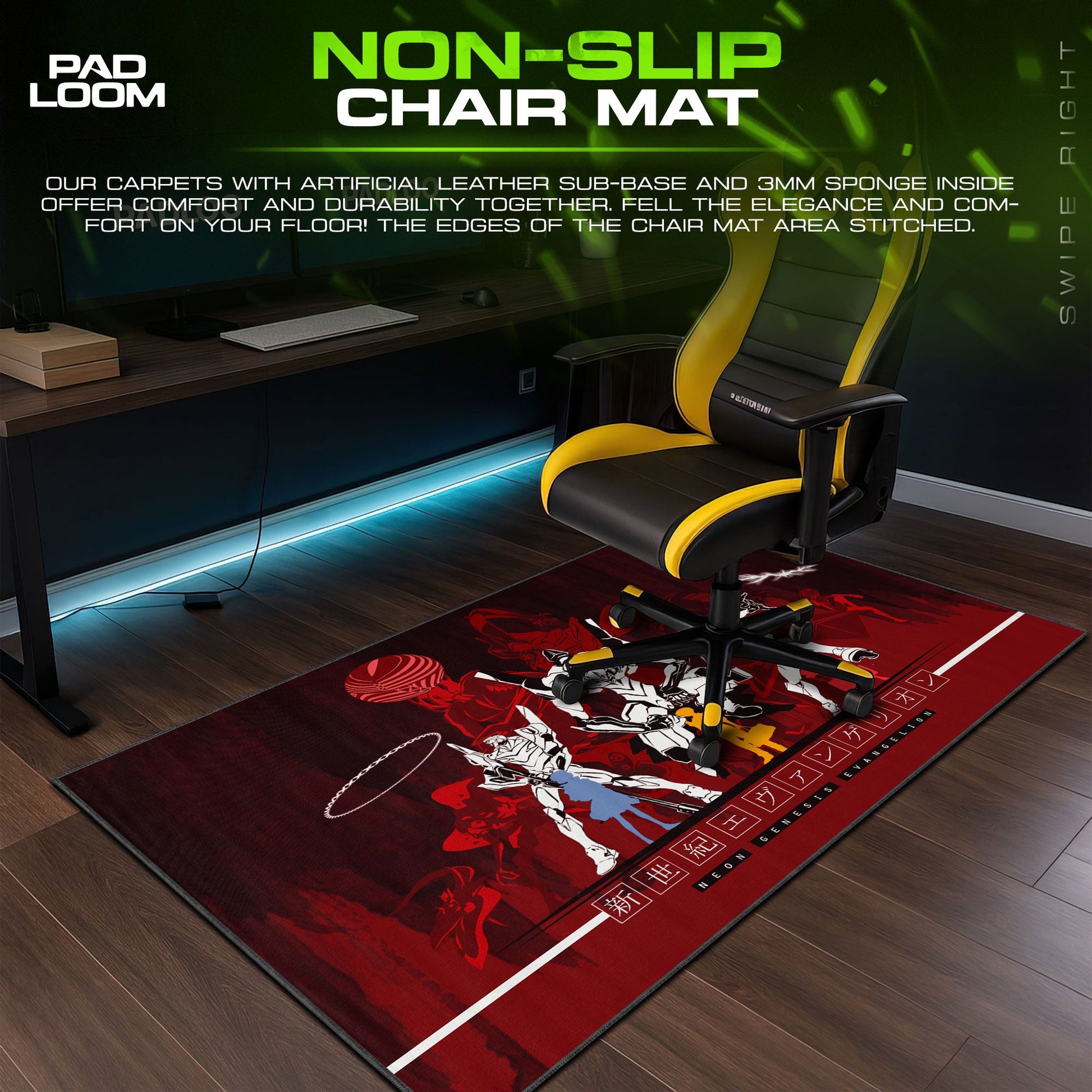 Evangelion Mecha Lineup Mouse Pad, Anime Gaming Desk Mat Padloom